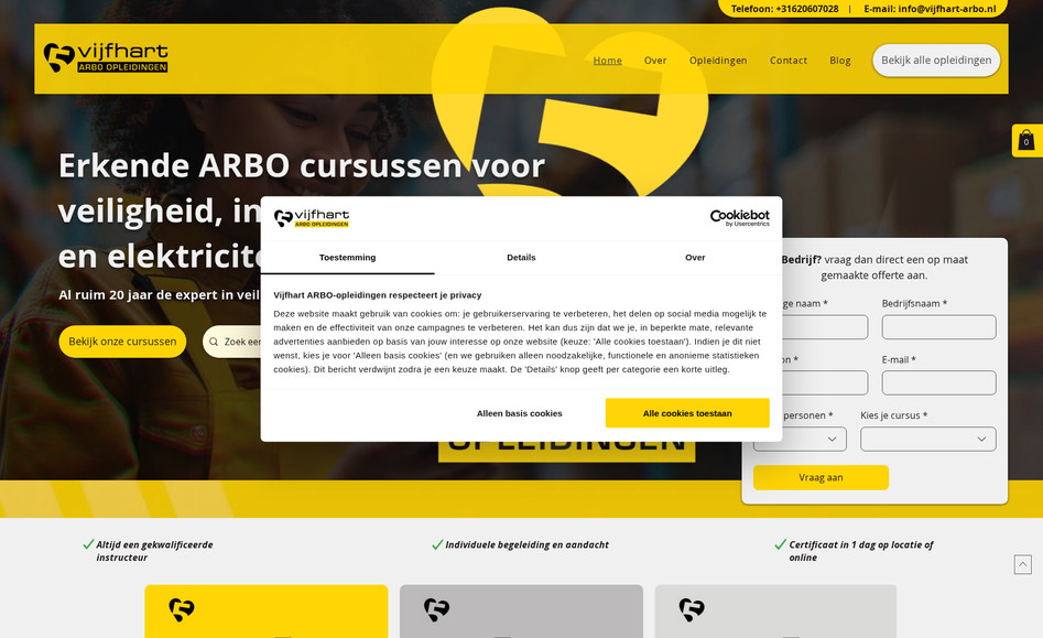 Vijfhart ARBO: # Website Design
# Mobile Design
# Responsive Design
# CMS + Database & Dynamic Pages
# Bookingmodule integration
# E-commerce integration
# SEO