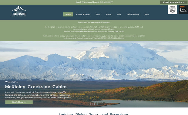 McKinley Cabins: Through a meticulous website overhaul, we empowered McKinley Creekside Cabins to realize their full potential in the competitive hospitality industry.