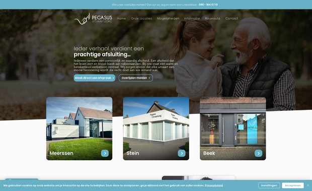 Pegasus Uitvaartzorg: Voor Pegasus Uitvaartzorg ontwikkelden we een uitgebreide website die de drie vestigingen samenbrengt onder één duidelijk en betrouwbaar digitaal gezicht. De website omvat meer dan 100 zorgvuldig opgebouwde pagina’s, met een heldere structuur en toegankelijke navigatie, zodat bezoekers op elk moment de juiste informatie vinden, ook in emotioneel zware tijden.

We implementeerden een volledig SEO-plan gericht op regionale zichtbaarheid en relevante zoektermen binnen de uitvaartbranche. Het resultaat: meer dan 500 maandelijkse bezoekers, een sterke positie in Google én een website die niet alleen gevonden wordt, maar ook vertrouwen uitstraalt.