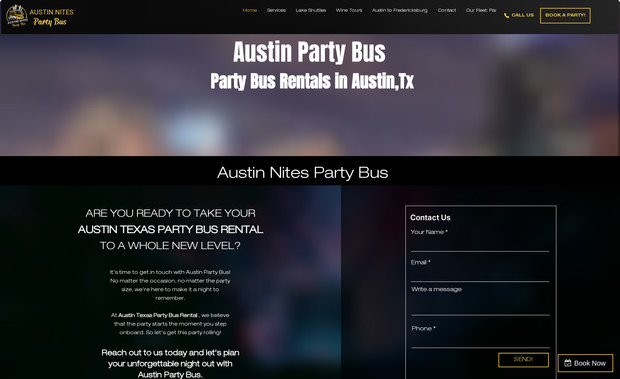 Austin Nites Party Bus: We worked on the design, development, copy, and are continuing to work on the ongoing SEO for this project. 

We worked in conjunction with another agency for development and launch. 