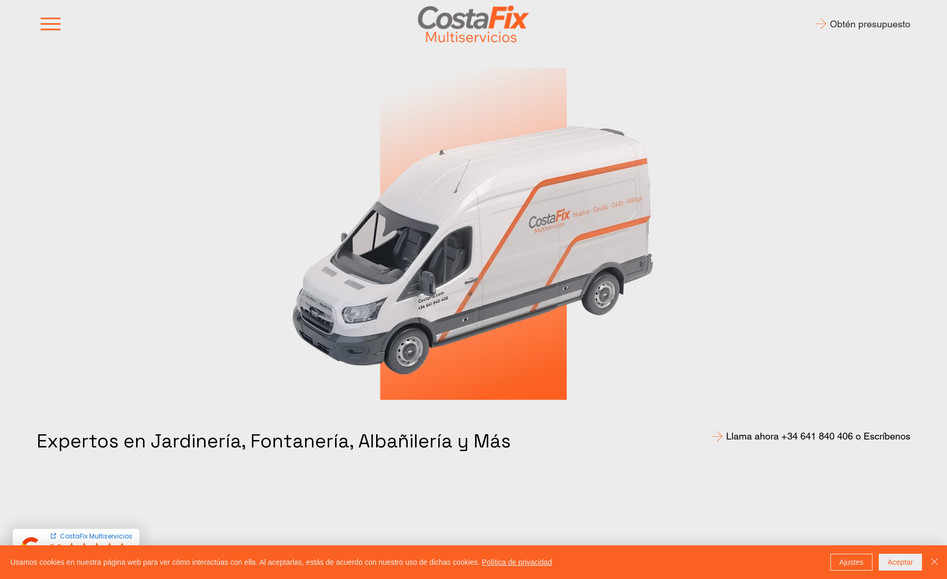 CostaFix: Diseño completo y redacción estratégica para Costafix, una empresa local especializada en reformas, mantenimiento y servicios técnicos en la Costa Blanca. El sitio fue creado en Wix Studio con una estructura clara, moderna y centrada en la conversión de visitas en presupuestos. Incluye secciones por tipo de servicio, galería de proyectos reales, integración con formularios de contacto directo y enfoque local SEO para captar clientes en zonas como Altea, Calpe o Benidorm. Una solución profesional y funcional para destacar en el sector de reformas y multiservicios.