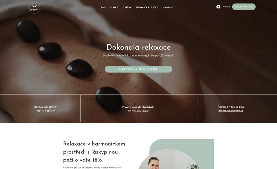 Studio Munai: Massage Studio in Center of Brno - Czech Republic. Wix Booking system. 
