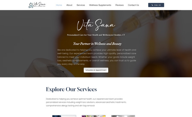 Vita Sana Wellness: Created a clean and professional website for this wellness practice, emphasizing service offerings, appointment scheduling, and client engagement. Designed the layout for an inviting and calming user experience, with easy navigation and clear calls to action.