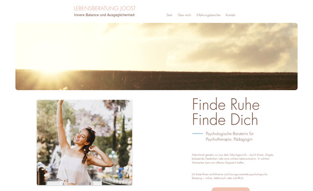Lebensberatung Joost: Wix Website für psychologische Lebensberatung – modernes Onepager-Webdesign mit klarer Angebotsstruktur, Terminführung und suchmaschinenfreundlichen Texten.