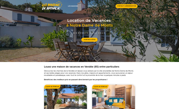 Les Maisons de Nathalie: Site de location saisonnière en Vendée.
Création de logo, création de site web, référencement Google.