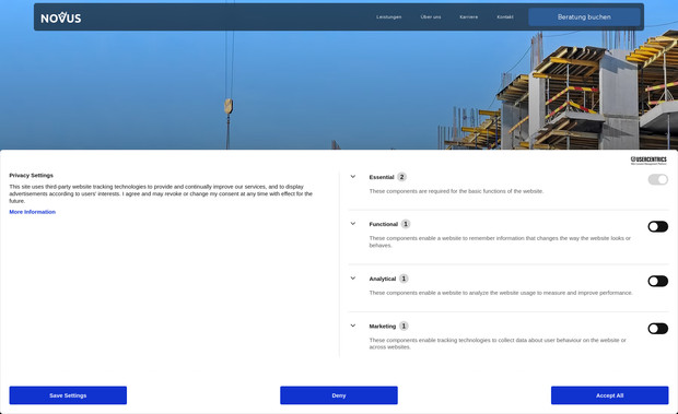 Novus Bau GmbH: Webdesign für ein Bauunternehmen.
