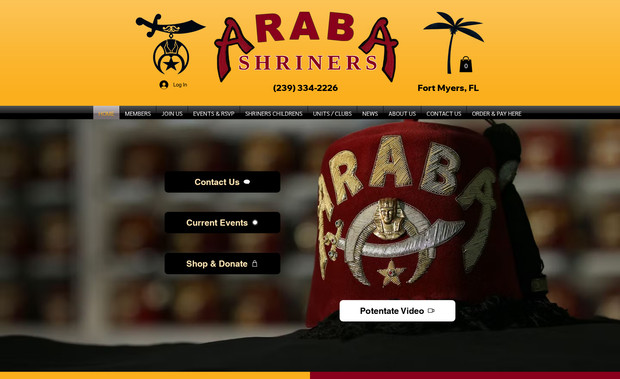 Araba Shriners: This is a Shriner's Website in which we specialize in because of our extensive knowledge and many years of experience working for the Shriners.  This website has one of our exciting animated landing pages with a lot of movement.  We broke it into the major topics of the Shriners, What they Do, and their Philanthropy Shriners Children.  