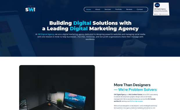 SW Digital Agency: At SW Digital Agency, we specialize in helping businesses, ministries, and professionals build a strong online presence through custom website design, SEO, social media management, and digital marketing strategies. As a Wix Certified Partner, we’ve completed over 200 projects worldwide, creating websites that are not only visually stunning but also fully optimized for growth.