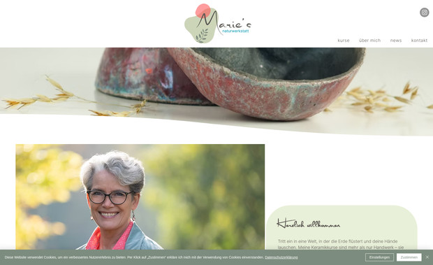 Marie Naturwerkstatt: Logo Design - Fotos - Webdesign - Buchungservice - Blog