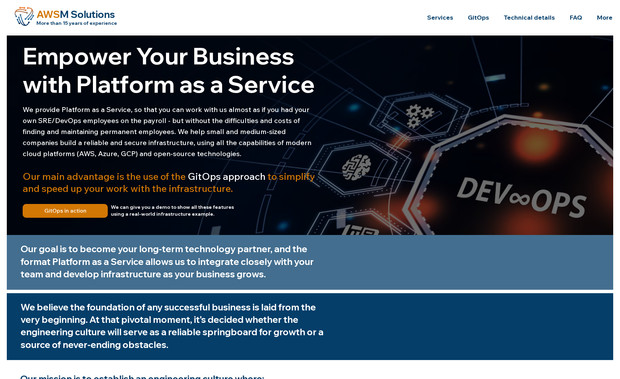 AWSm Solutions Inc: One-page b. card website