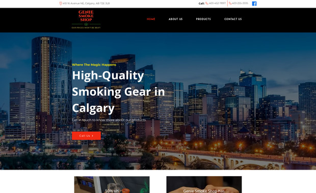 Genie Smoke Shop: Built a simple, easy-to-update website for Genie Smoke Shop to showcase products and services while boosting local online visibility. Designed with user-friendly editing tools so the client can quickly add new offerings and keep content fresh.