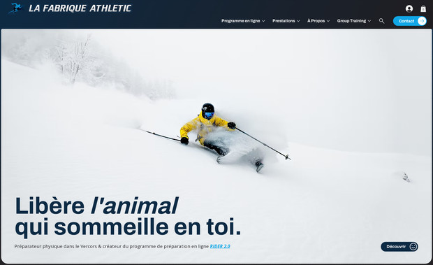La Fabrique Athletic: Préparateur physique : vente d'un programme 100% en ligne, présentation des services & cours collectifs avec réservation en ligne.
