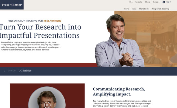 PresentBetter: Andrew Churchill was already using Wix but wanted a site that matched his new brand, had better flow, and loaded faster. We teamed up with Andrew and his design team to refresh the site, aligning it with his updated branding and campaign. We also improved the user experience by integrating a direct LMS, reorganizing content, and helping update the site messaging.