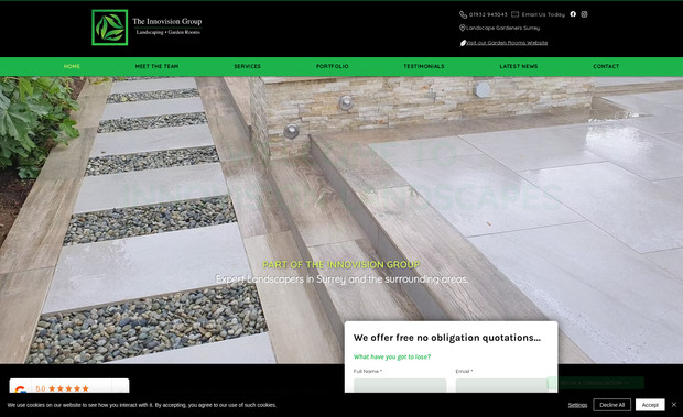 Innovision Landscapes: New website design for a landscaping company based in Surrey, UK. We used Wix Editor and also included CMS for the structure of the service pages.