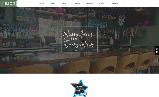 Kelso's Corner: This is a website for Kelso's Corner Bar located in Davenport, Iowa. This website uses Wix Events & Intagram Feed Embedding. 