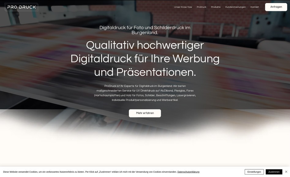 ProDruck: Qualitativ hochwertiger Digitaldruck aus Burgenland trifft auf modernes Webdesign