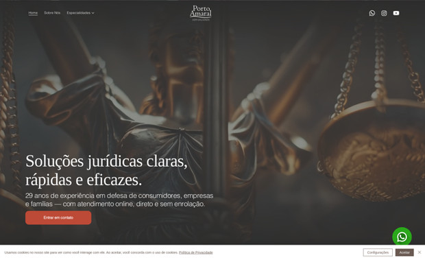 Porto Amaral: Criamos um site sóbrio e profissional que reflete a seriedade e a confiança do escritório Porto Amaral. Com design elegante, cores sóbrias e uma navegação clara, o site destaca as áreas de atuação, a equipe de advogados e os diferenciais que fazem a diferença para os clientes. A comunicação direta e objetiva reforça a credibilidade e facilita o contato.
⚖️ Projeto institucional pensado para transmitir autoridade e proximidade no universo jurídico.