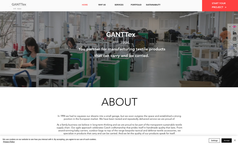 GANTTex: Handmade textile products. Website design, SEO, Google Analytics integration.