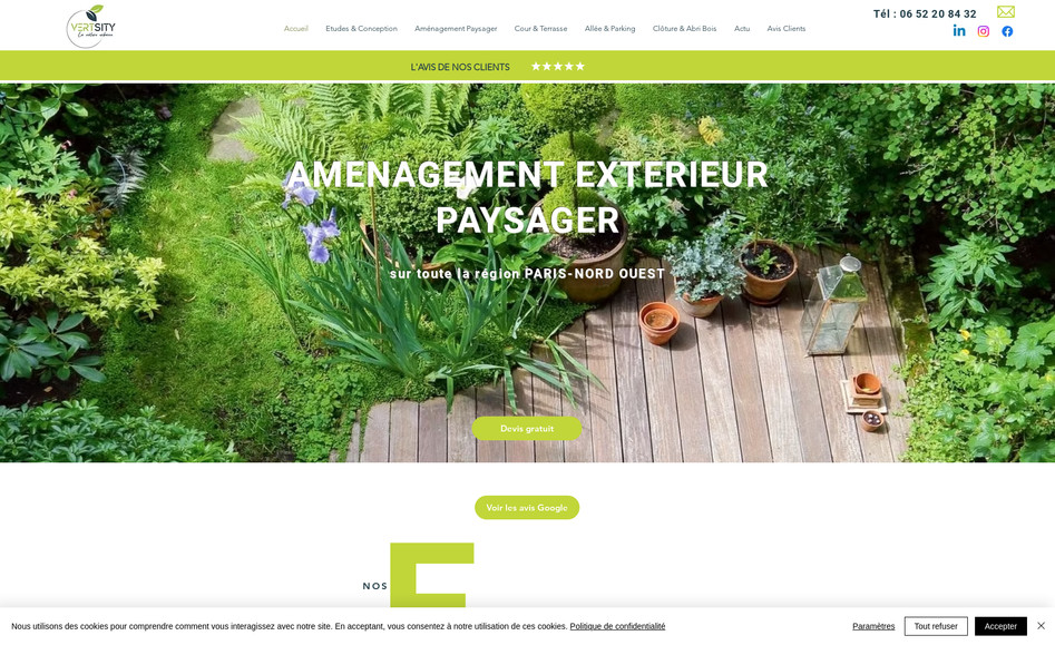 Vertsity: Conception du site Amenagement Paysager Asnieres sur Seine.
Optimisation avancée du référencement naturel