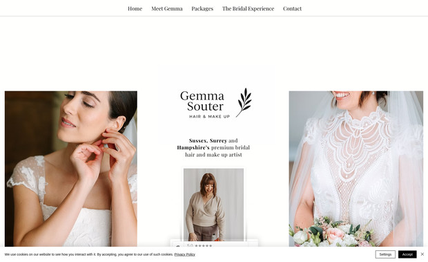 Gemma Souter: Hair and Makeup Bridal client. Website Built from scratch. 5 pages. 