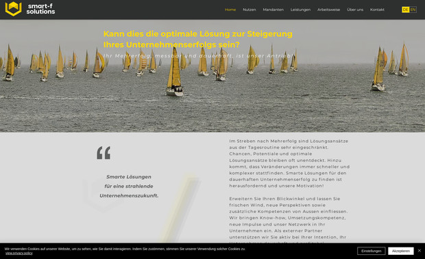 Smart F Solutions: In collaboration with Smart-F-Solutions, we've spearheaded various initiatives to enhance their digital presence and operational efficiency. 

This includes the development of a website, the production of compelling videos to showcase their expertise and the formulation of effective communication strategies to reach their target audience effectively.

Furthermore, we've leveraged our expertise to provide strategic business consulting services, assisting Smart-F-Solutions in updating their business model to align with the demands of the modern age, particularly in 2023/24.

Our collaborative efforts have empowered Smart-F-Solutions to remain at the forefront of their industry, serving top-tier clients from around the globe with unparalleled expertise and insight.