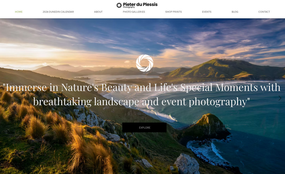 Pieter Dui Plesses: Create a beautiful landscape photography website in Wix Studio 