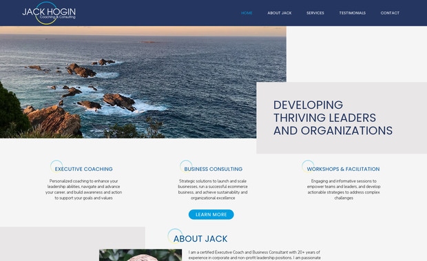 Jack Hogin: New website for a coaching professional that matches his brand materials