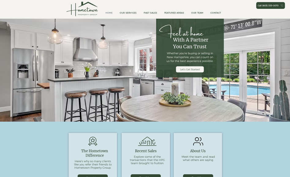 Hometown Property: Redesigned an existing Wix site with new branding and logo, integrating CMS for sold properties, team profiles, and testimonials, plus full SEO optimization.