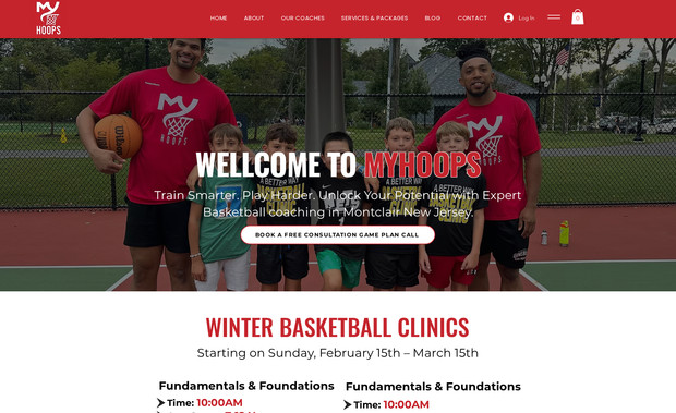 MyHoops: Did website for client who provide coaching services .I also integrated bookings and plans so clients can buy services online.
