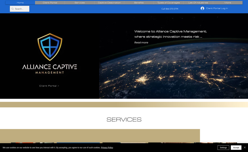 Captive Management: Brand new website with two customized forms, CMS, Blog, and Google WorkSpace for multiple users. The client was frustrated with WordPress's performance and overall support.