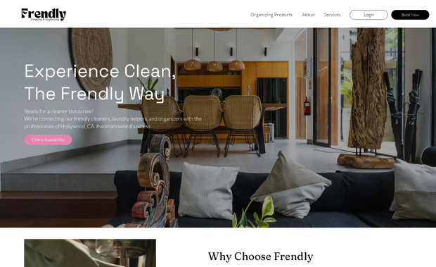 Frendly Cleaning: A cleaning business in Los Angeles. I did the web design, copy, and setup the booking features.