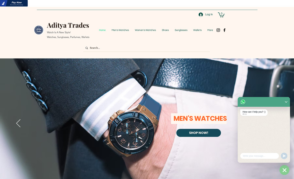 Adityatrades.com: "I designed and developed the *Aditya Trades* e-commerce website, a versatile platform specializing in premium men’s and women’s accessories, including watches, shoes, sunglasses, and wallets. I meticulously created and organized all the pages, ensuring an attractive and user-friendly interface tailored to a diverse audience.  

To support seamless online shopping, I integrated a secure and efficient payment gateway, providing customers with multiple payment options. The site features high-quality product displays, detailed descriptions, and a modern design that reflects the style and sophistication of the products. By focusing on a smooth user journey and captivating aesthetics, *Aditya Trades* delivers a professional online shopping experience for fashion-forward customers."