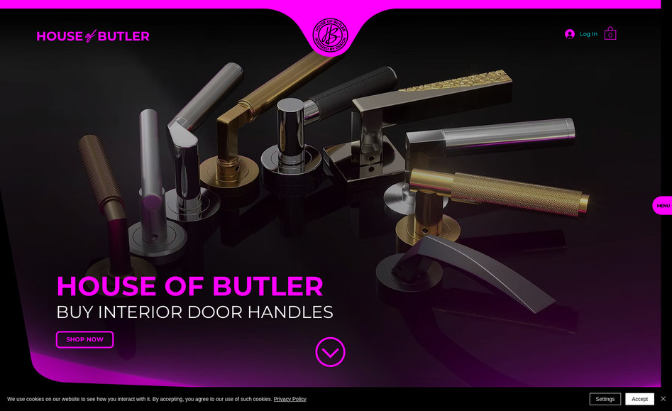 House Of Butler: A bespoke website and product configurator was built for Northampton based brand House Of Butler that sell high-end interior door handles for homes. 

Creative coding on the product page matches handles with their appropriate coloured accessories, with seamless integration into native Wix stores and sercure checkout. 