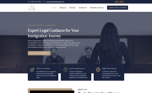 GB Law: At GB Law Legal, PLLC, we specialize in providing expert legal services in immigration law. Our experienced team is committed to delivering personalized solutions to meet the unique needs of each client. Whether you're seeking a visa, green card, citizenship, or defending against deportation, we’re here to guide you through every step of the process.