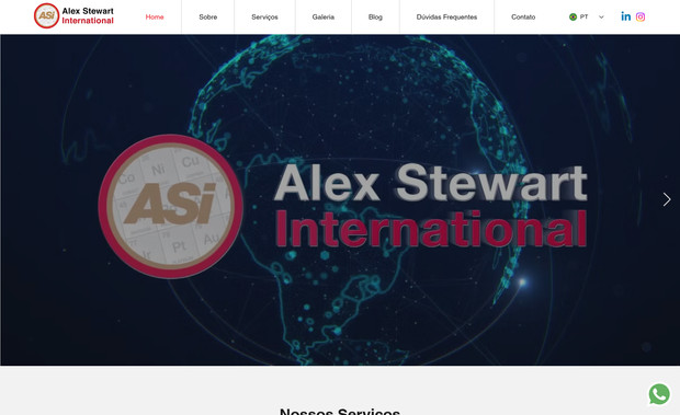 Alex Stewart: Desenvolvimento do site da Alex Stewart, empresa presente em 40 países hoje.