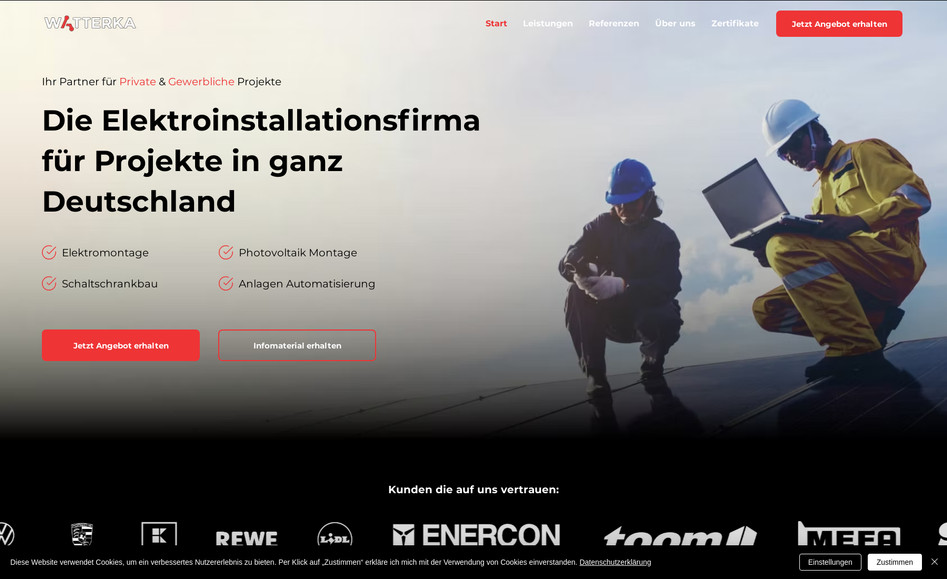 Watterka: - Webdesign 
- SEO (Suchmaschinenoptimierung) 
- Conversion Optimierung