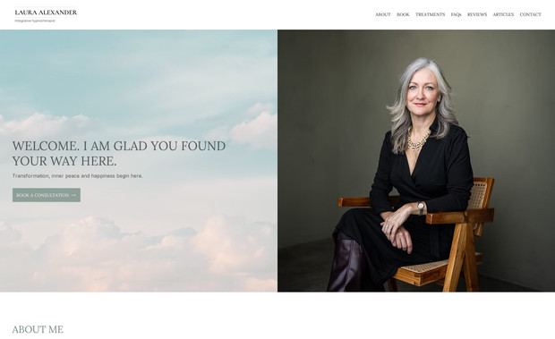 Laura Alexander: A calming and professional site built for a hypnotherapist, this project showcases soothing design, clear service descriptions and an intuitive layout that helps build client trust and drive bookings. It’s structured to put Laura’s expertise front and centre while making it easy for visitors to explore therapy options.