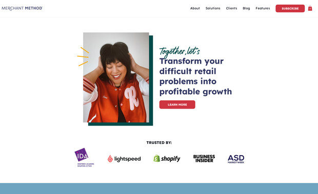 Merchant Method: Built a content-rich website in the Wix Standard Editor for a marketing agency, featuring extensive media coverage, lead-generation forms with automated email workflows, and a regularly updated expert blog.