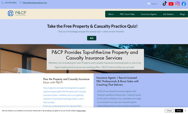 P Cp Academy: P&CP Academy, a premier provider of Property & Casualty State Exam Preparation and job placement services in Pennsylvania, USA, partnered with Epicalyx Solutions to elevate its digital presence and improve accessibility for students. With a mission to empower graduates in securing employment within the insurance industry, the academy required a website that aligned with its goals while enhancing the user experience.

Epicalyx Solutions delivered a visually engaging and highly functional website on the Wix platform. The website features a streamlined online enrollment system, enabling students to easily register for courses through integrated forms. A responsive design ensures a seamless experience across all devices, making it convenient for users to access the platform anywhere.

To improve engagement, a calendar feature was added to manage events and training schedules, ensuring students stay informed about key sessions. Additionally, the website incorporates a blog section that provides valuable industry insights, updates, and educational content, fostering learning and professional growth.

To address user needs efficiently, contact forms and live chat options were included, enabling students to seek real-time support and guidance. These features make the website a central hub for course offerings, resources, and support services.

The collaboration between P&CP Academy and Epicalyx Solutions successfully enhanced the academy’s online presence, making it more accessible, user-friendly, and aligned with its mission. By combining functionality, design, and responsiveness, the website significantly improved the overall experience for students and expanded the academy’s reach within the insurance sector.