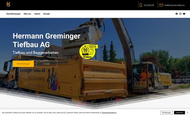 Baufirma Website : Wix Website für Baugewerbe und Baufirmen. Eingebaute Datensammlungen für einfaches Management von Team, Projekten, Bildern und Referenzen.