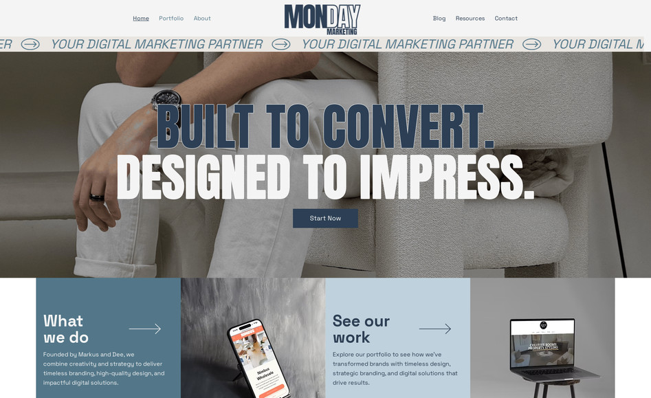 Monday Marketing: Website built for Monday Marketing Agency. Built to drive conversions and be the platform for high quality marketing resources.