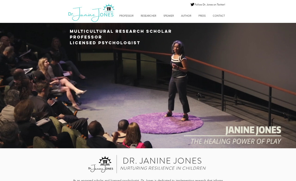 Professor / Public Speaker: Includes video background, fillable forms, blog, and video gallery.