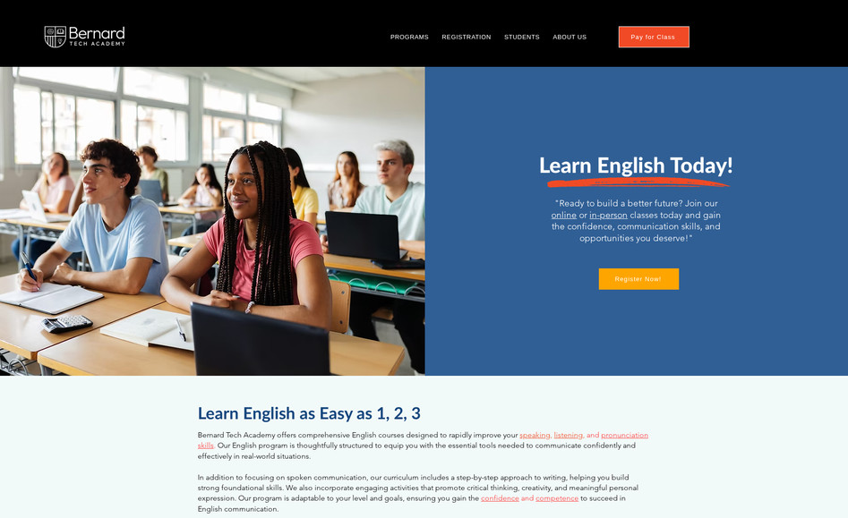 Bernard Tech Academy : Bernard Tech Academy offers comprehensive English courses designed to rapidly improve your speaking, listening, and pronunciation skills. Our English program is thoughtfully structured to equip you with the essential tools needed to communicate confidently and effectively in real-world situations.