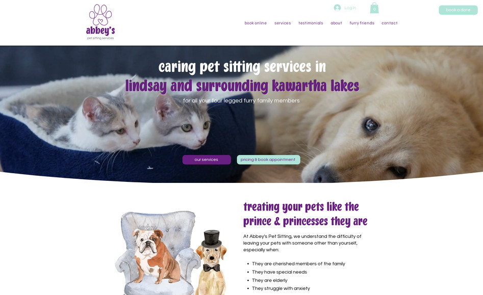 Abbey Pet Sitting Services: A custom design that captures the brand of a pet sitting service who is all about the pets and making them comfortable.