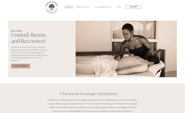 Rooted Massage Experience: A serene and inviting website created for Rooted Massage Experience, designed to promote relaxation and wellness. This project features a clean and soothing layout, integrated online booking, and detailed service descriptions to provide clients with an effortless experience. The design beautifully captures the essence of tranquility and professional care.