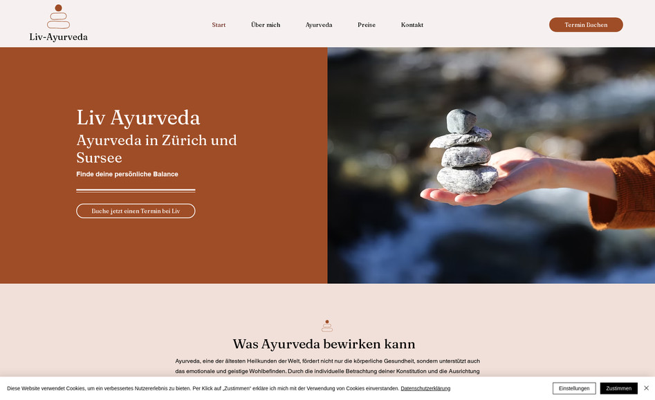Liv Ayurveda: Liv Ayurveda is a German-language website that I redesigned with a modern and aesthetic theme. The client, Liv, is an Ayurvedic therapist and yoga teacher who wanted a light, eye-catching website to reflect her holistic approach to well-being. I focused on creating an intuitive design with easy navigation to enhance user experience. The website includes a booking form for clients to easily schedule services, providing a seamless way to book consultations or sessions. The result is a visually appealing and user-friendly site that aligns with Liv’s mission to guide clients toward greater balance and health.