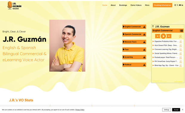 J.R. Guzmán Voiceover: Redesign website to match artist's voice profile