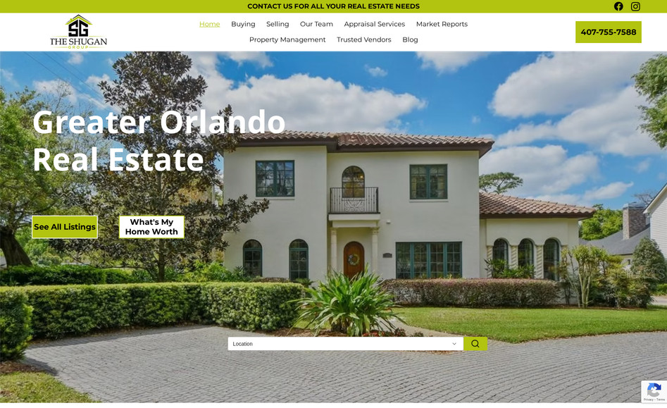 The Shugan Group: This was a redesign project where we were able to give the client a much needed updated and easier to navigate website.  We implemented the iHomefinder App to connect to their MLS for their listings and other resources.
