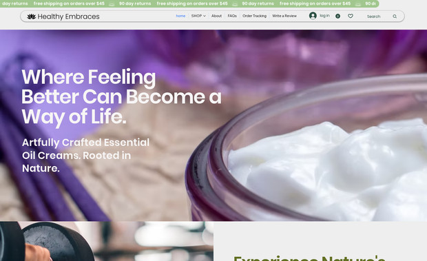 Healthy Embraces: Wix Studio build for an e-commerce store. 