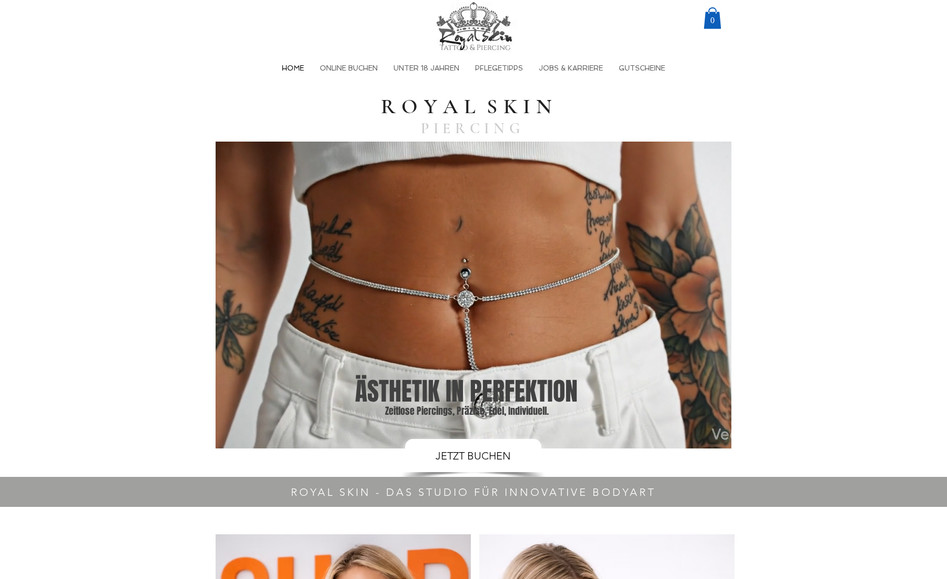 Royal Skin Piercing: Landingpage inkl. Shop für das größte Piercing Studio in Berlin